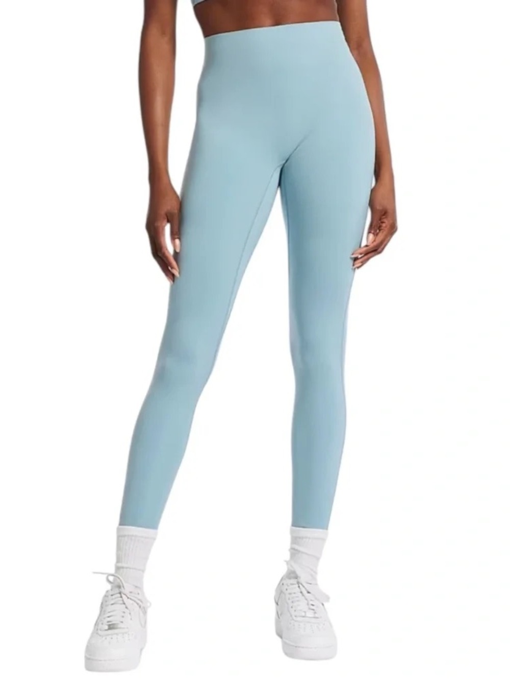 Le Ore Bandier Bella Bonded Blue High Rise Sculpt Ankle Leggings Size Large